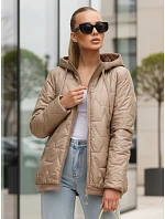 Dámská prošívaná bunda s kapucí béžová FashionStreet TY5547