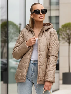 Dámská prošívaná bunda s kapucí béžová FashionStreet TY5547