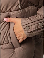 Dámská prošívaná bunda s kožešinovou kapucí, béžová, FashionStreet TY5893