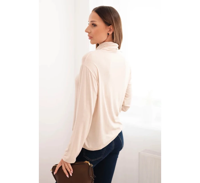 Dámská viskózová blůza s rolákem a dlouhým rukávem béžová Dámská viskózová blůza s rolákem a dlouhým rukávem béžová