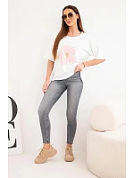 Dámská bavlněná oversize halenka s květinovým potiskem bílá