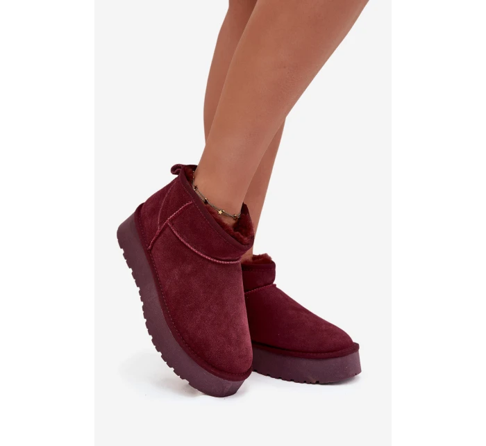 Módní semišové nízké sněhule bordó model 21709733 - Boto