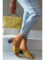 Dámské sandály na podpatku s Eko semišové Žluté model 21937782 - Boto