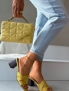 Dámské sandály na podpatku s Eko semišové Žluté model 21937782 - Boto