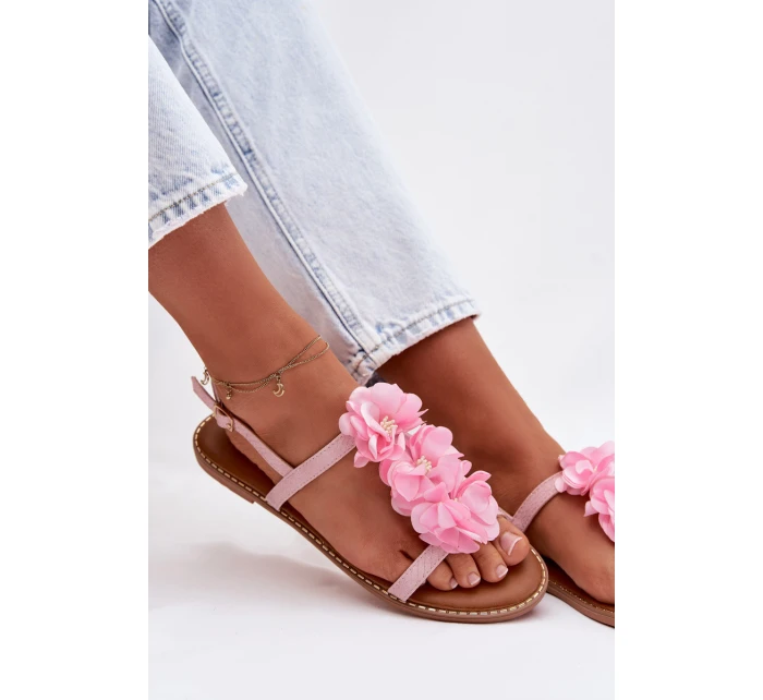 Dámské sandály Ploché S Ozdobnými Růžové model 21961058 - Boto
