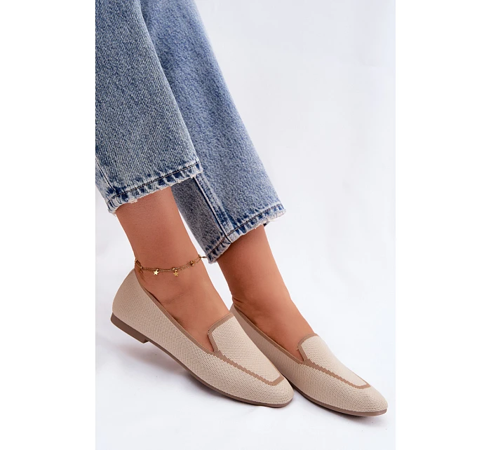 Dámské mokasíny z textilu Ploché Béžové Selisa