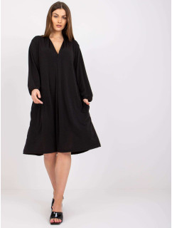 Černé volné šaty s kapsami Rimini