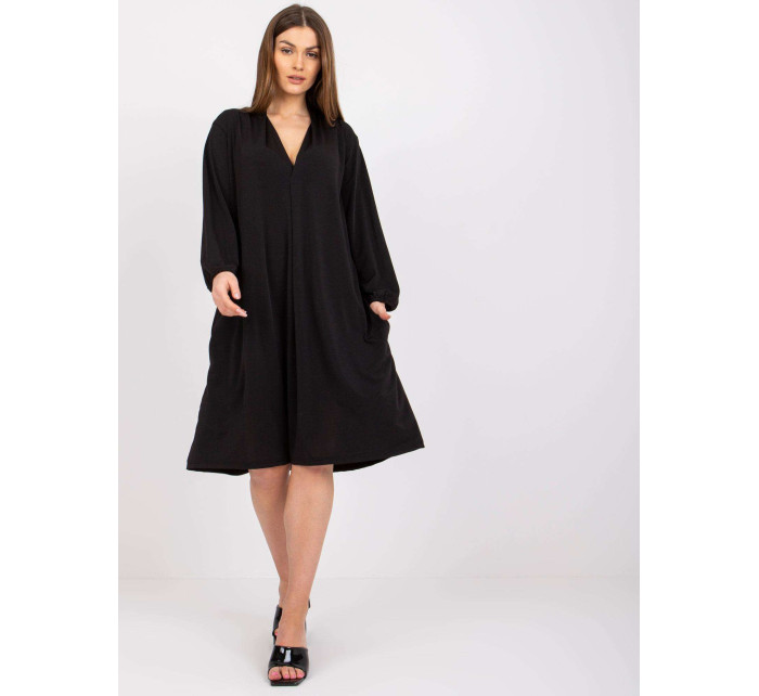Černé volné šaty s kapsami Rimini