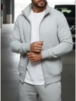 Pánská mikina na zip bez kapuce šedá BX4109