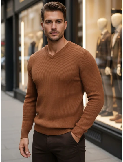 Pánský velbloudí svetr Dstreet model 21982666 - FashionStreet