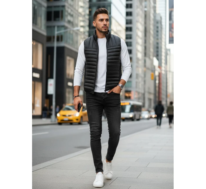 Pánská prošívaná vesta černá model 21991586 - Dstreet