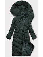 Tmavě zelená dlouhá dámská zimní bunda model 21246309 - LHD Tmavě zelená dlouhá dámská zimní bunda model 21246309 - LHD