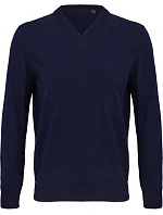 Men Pánský svetr s výstřihem do V night blue model 22500678 - NEOBLU