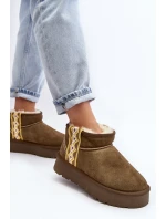 Kožené Semišové Sněhule Dámské Zelené model 21642388 - Boto