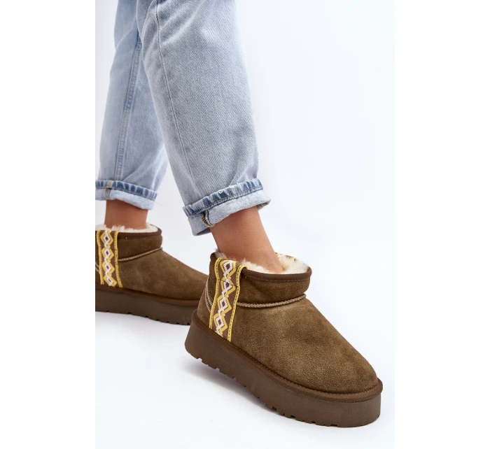 Kožené Semišové Sněhule Dámské Zelené model 21642388 - Boto