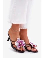 Dámské Pantofle Na Podpatku Se Umělou Květinou Černé Reyi Dámské Pantofle Na Podpatku Se Umělou Květinou Černé Reyi