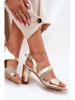 Dámské Sandály Na Podpatku Sergio Leone SK866 Zlaté