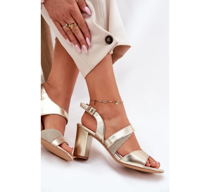 Dámské Sandály Na Podpatku Sergio Leone SK866 Zlaté