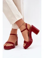 Eko kožené sandály na podpatku bordové model 21699445 - Boto Eko kožené sandály na podpatku bordové model 21699445 - Boto