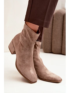 Dámské kotníkové boty na podpatku typu Khaki model 22320781 - Boto