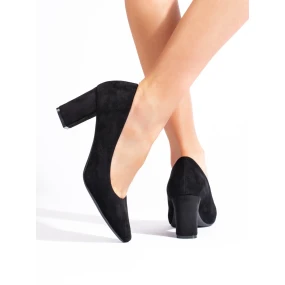 Praktické  lodičky černé dámské na širokém podpatku