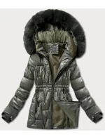 Dámská zimní bunda v khaki barvě se v pase model 21248745 - S'WEST