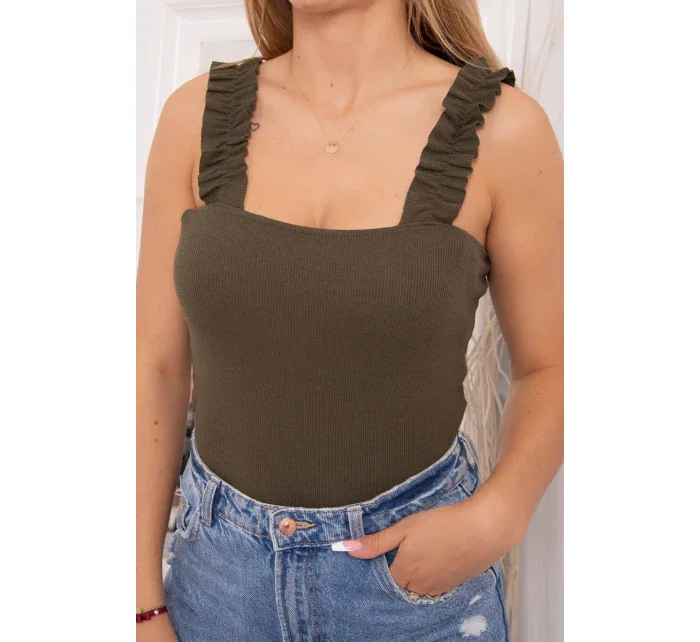 Halenka s nařasenými ramínky v barvě khaki Halenka s nařasenými ramínky v barvě khaki