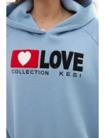 Zateplená bavlněná mikina s kapucí Love modrý Zateplená bavlněná mikina s kapucí Love modrý