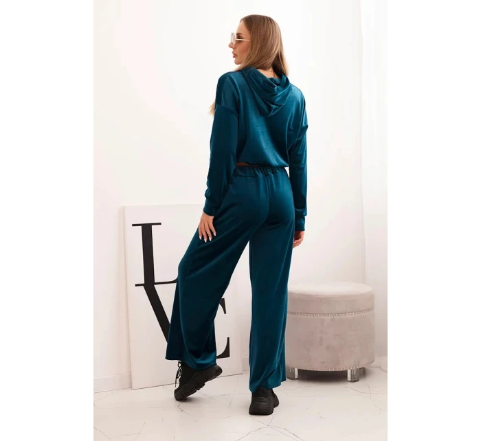 Dámská souprava z veluru s širokými nohavicemi a mikinou s kapucí model 21232345 - K-Fashion Dámská souprava z veluru s širokými nohavicemi a mikinou s kapucí model 21232345 - K-Fashion