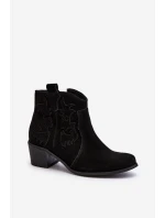Zazoo 3426 Dámské Semišové Botky Kowbojky Černé