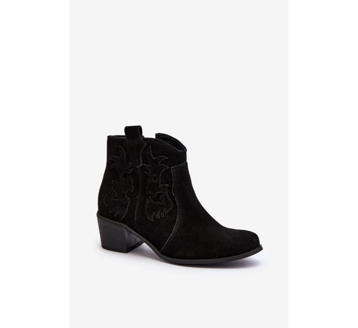 Zazoo 3426 Dámské Semišové Botky Kowbojky Černé