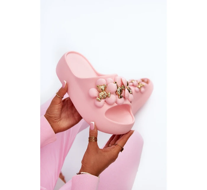 Dámské pěnové žabky s ozdobami na tlusté podrážce růžové od model 21666035 - Boto Dámské pěnové žabky s ozdobami na tlusté podrážce růžové od model 21666035 - Boto