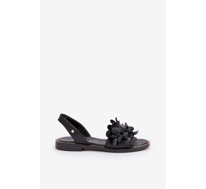 Kožené Sandály Na Plochém Podpatku Zazoo 40425 Černé