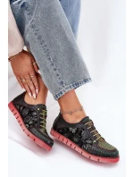 Kožené Polobotky Dámské Vzorované model 21691382 Černé - Maciejka