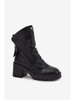 Dámské kotníkové boty na robustním podpatku s dvojitým zipem Vinceza 58605 Černé Dámské kotníkové boty na robustním podpatku s dvojitým zipem Vinceza 58605 Černé