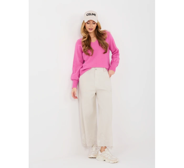 Sweter MI SW model 21937136 ciemny różowy - FPrice Sweter MI SW model 21937136 ciemny różowy - FPrice