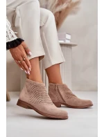 Dámské Kotníkové Boty Na Plochém Podpatku Ažurové Béžové S.Barski Dámské Kotníkové Boty Na Plochém Podpatku Ažurové Béžové S.Barski