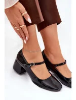 Dámské lodičky na sloupek podpatku 77-554 Černá - C.M Paris