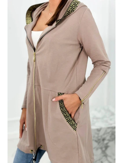 Dámská delší mikina s ozdobnou stuhou Béžová model 21345011 - Kesi