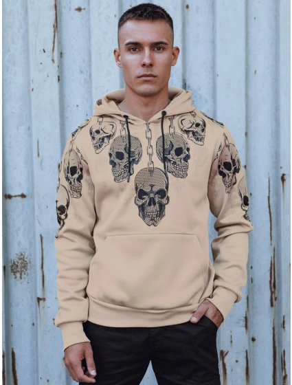 Pánská mikina s kapucí béžová Dstreet BX5842