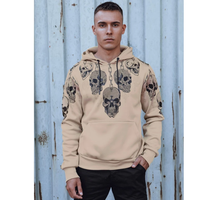 Pánská mikina s kapucí béžová Dstreet BX5842