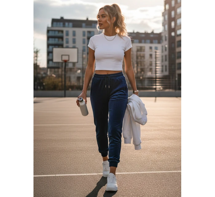 Dámské velurové modré tepláky FashionStreet UY2836