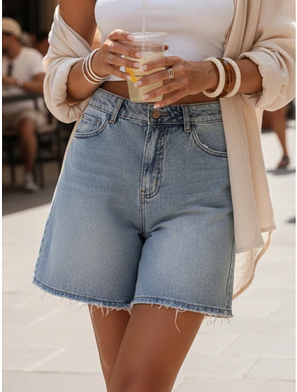 Spodenki damskie jeansowe niebieskie model 22118268 - FashionStreet