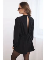 Elegantní dámský overal s dlouhým rukávem a páskem černý Elegantní dámský overal s dlouhým rukávem a páskem černý