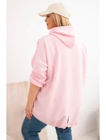 Dámská mikina Plus Size s kapucí a potiskem model 21917159 růžová - K-Fashion