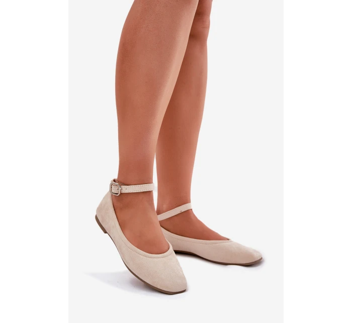 Eko Semišové Baletky S Páskem A Přezkou Béžové model 21698991 - Boto