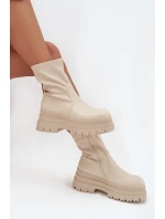 Boty Na Masivní Platformě Eko Kůže Béžové model 21706981 - Boto Boty Na Masivní Platformě Eko Kůže Béžové model 21706981 - Boto