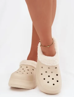 Pěnové dámské pantofle s kožešinou béžové model 21772602 - Boto