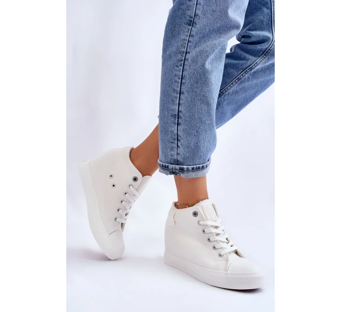 Vysoké tenisky na skrytém klínu Big Star LL274035 Bílé Vysoké tenisky na skrytém klínu Big Star LL274035 Bílé