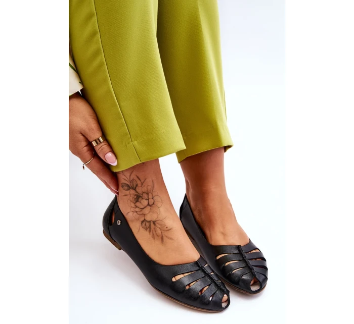 Pohodlné kožené dámské baleríny Černe Luka